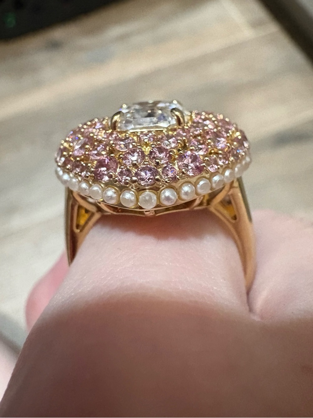 Swarovski Pink and Gold Heart Ring - Picture 10 of 11